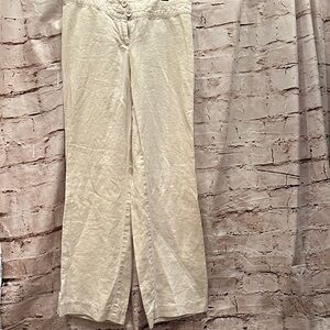 J. Jill Light Cream Linen Straight Leg Pants